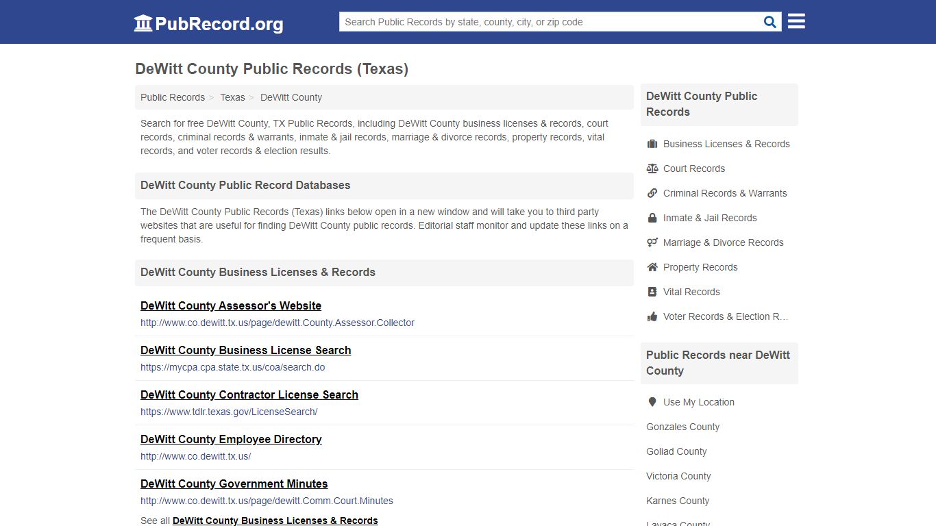 Free DeWitt County Public Records (Texas Public Records) - PubRecord.org