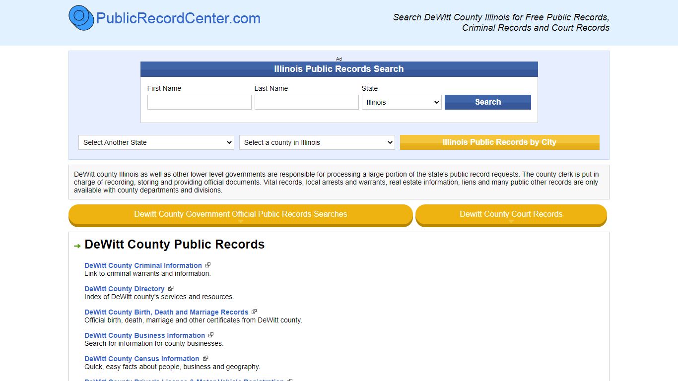 Dewitt County Illinois Free Public Records - Court Records - Criminal ...