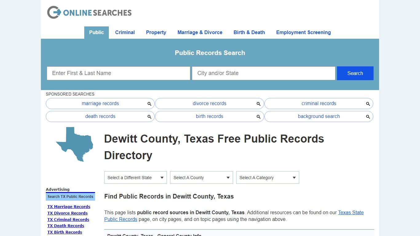 Dewitt County, Texas Public Records Directory